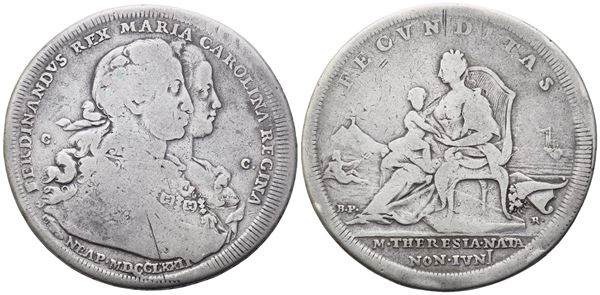 NAPOLI. REGNO DI NAPOLI. Ferdinando IV di Borbone (1759-1799). Piastra 1772 "Fecunditas"; Ag (24,58 g; 41 mm). MB