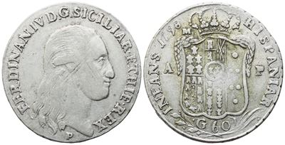Napoli. Regno di Napoli. Ferdinando IV di Borbone (1759-1799). 60 Grana 1798. Ag. Bb