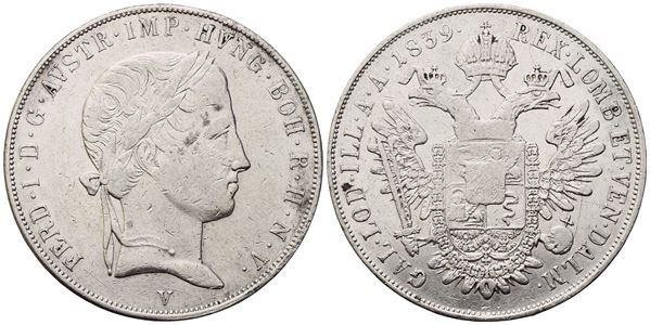 VENEZIA. Regno Lombardo-Veneto. Ferdinando I d'Asburgo (1835-1848), Scudo Nuovo da 6 Lire 1839; Ag (25,85 g; 37,5 mm). BB