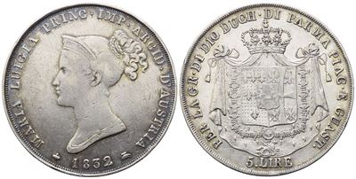 Maria Luigia d’Austria (1815-1847), Milano, Ducato di Parma – 5 Lire 1832