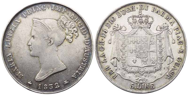 Maria Luigia d’Austria (1815-1847), Milano, Ducato di Parma – 5 Lire 1832