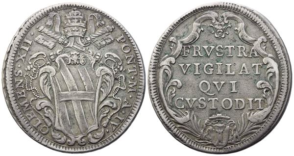 STATO PONTIFICIO. Roma. Clemente XII (1730-1740). Mezza Piastra 1734 – Anno IV; Ag (14,45 g; 36,8 mm)