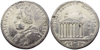 Stato Pontificio. Roma. Clemente XI (1700-1721). Mezza Piastra Anno XI; Ag (15,72 G; 35,6 MM). Ex...