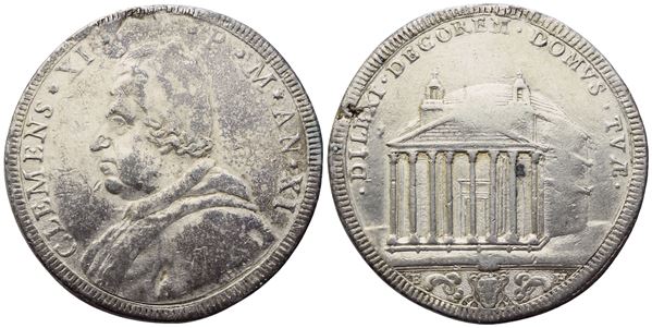 STATO PONTIFICIO. ROMA. Clemente XI (1700-1721). Mezza Piastra Anno XI; Ag (15,72 g; 35,6 mm). EX MOUNT. qBB