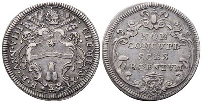Clemente XI, Stato Pontificio. Giulio 1708 (Anno VIII), argento