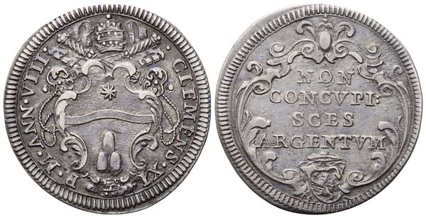 STATO PONTIFICIO. Roma. Clemente XI (1700-1721). Giulio 1708 – Anno VIII; Ag (3 g; 26 mm)
