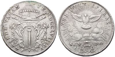 Girolamo Colonna, Scudo dello Stato Pontificio, Sede Vacante 1758 (Ag, 26,15 g; 40 mm)