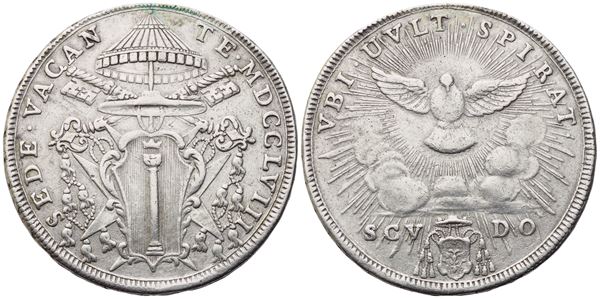 STATO PONTIFICIO. Roma. Sede Vacante. Scudo 1758; Ag (26,15 g; 40 mm)