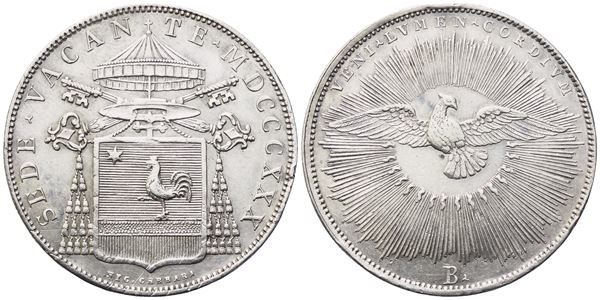 STATO PONTIFICIO. Bologna. Sede Vacante (1830), Scudo 1830; Ag (26,38 g; 