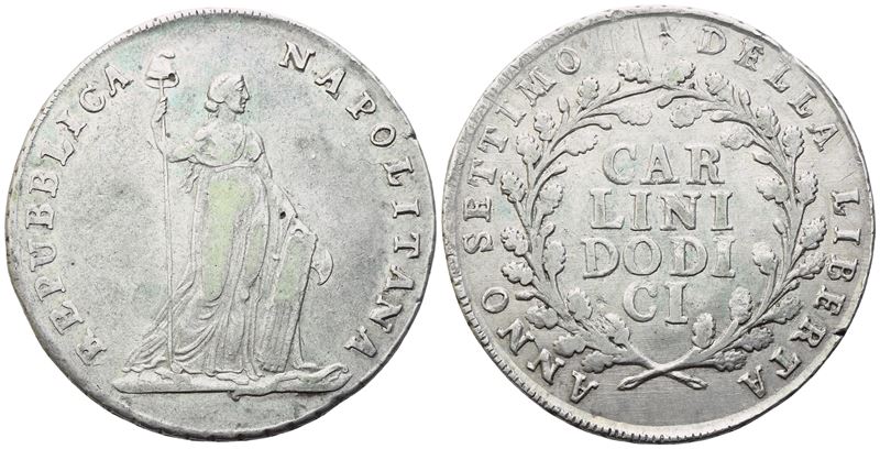 NAPOLI. Repubblica Napoletana (1799). Piastra da 12 Carlini 1799; Ag (27,45 g; 38,6 mm)