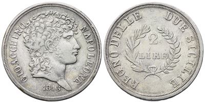 Gioacchino Murat, Napoli. Regno delle Due Sicilie, 2 Lire 1813 (argento)