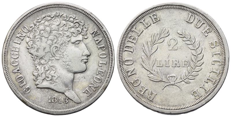 Gioacchino Murat, Napoli. Regno delle Due Sicilie, 2 Lire 1813 (argento)