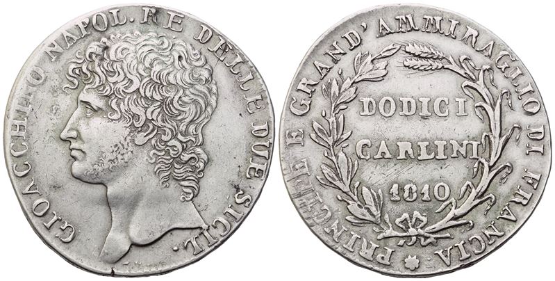 NAPOLI. Regno delle Due Sicilie. Gioacchino Murat (1808-1815). Piastra da 12 carlini 1810; Ag (27...