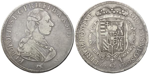 FIRENZE. GRANDUCATO DI TOSCANA. Pietro Leopoldo I (1765-1790), Francescone da 10 paoli 1790; Ag (27,15 g; 41,4 mm). qBB