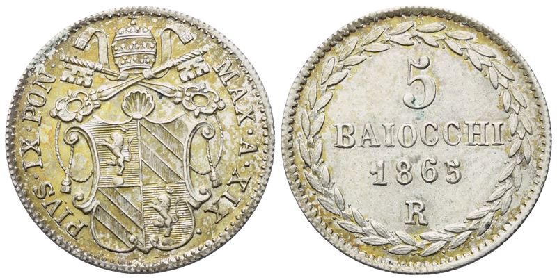 Pio IX, Stato Pontificio, 5 Baiocchi 1865 (Anno XIX)