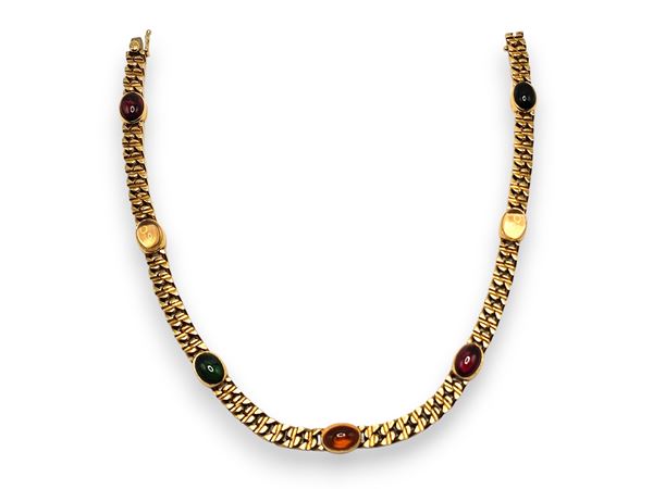 BULGARI - Collana in oro giallo e pietre di colore