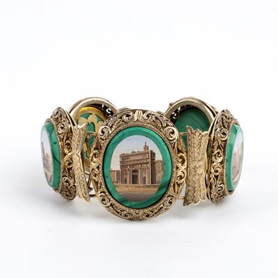 Bracciale, micromosaici in paste vitree e argento dorato (fine XIX secolo)