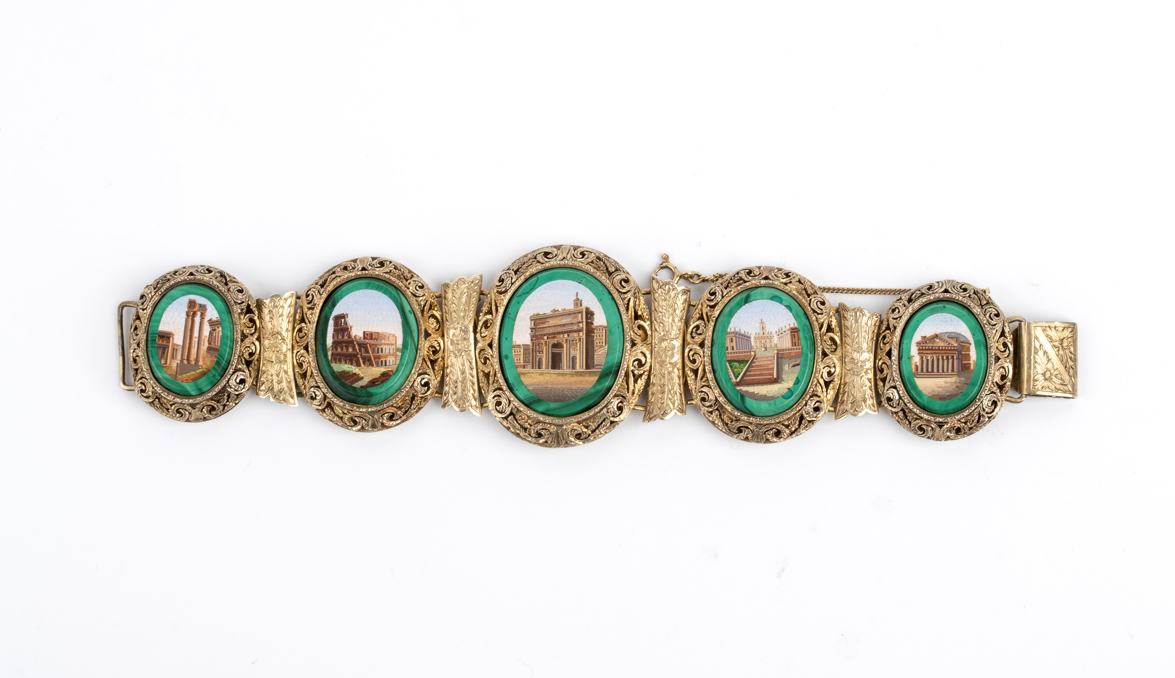 Bracciale, micromosaici in paste vitree e argento dorato (fine XIX secolo)