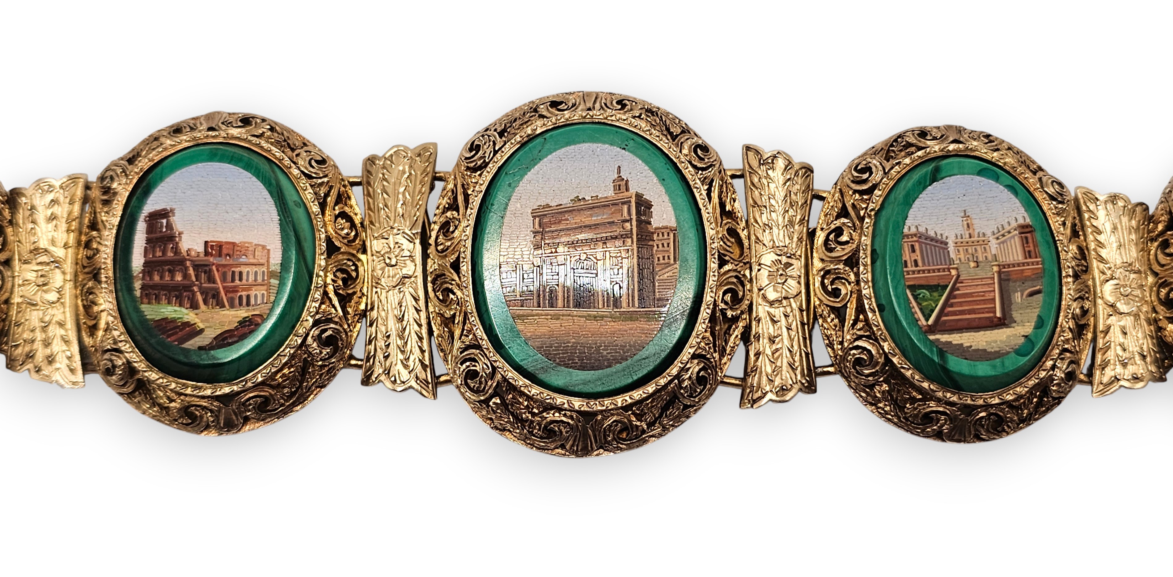 Bracciale, micromosaici in paste vitree e argento dorato (fine XIX secolo)
