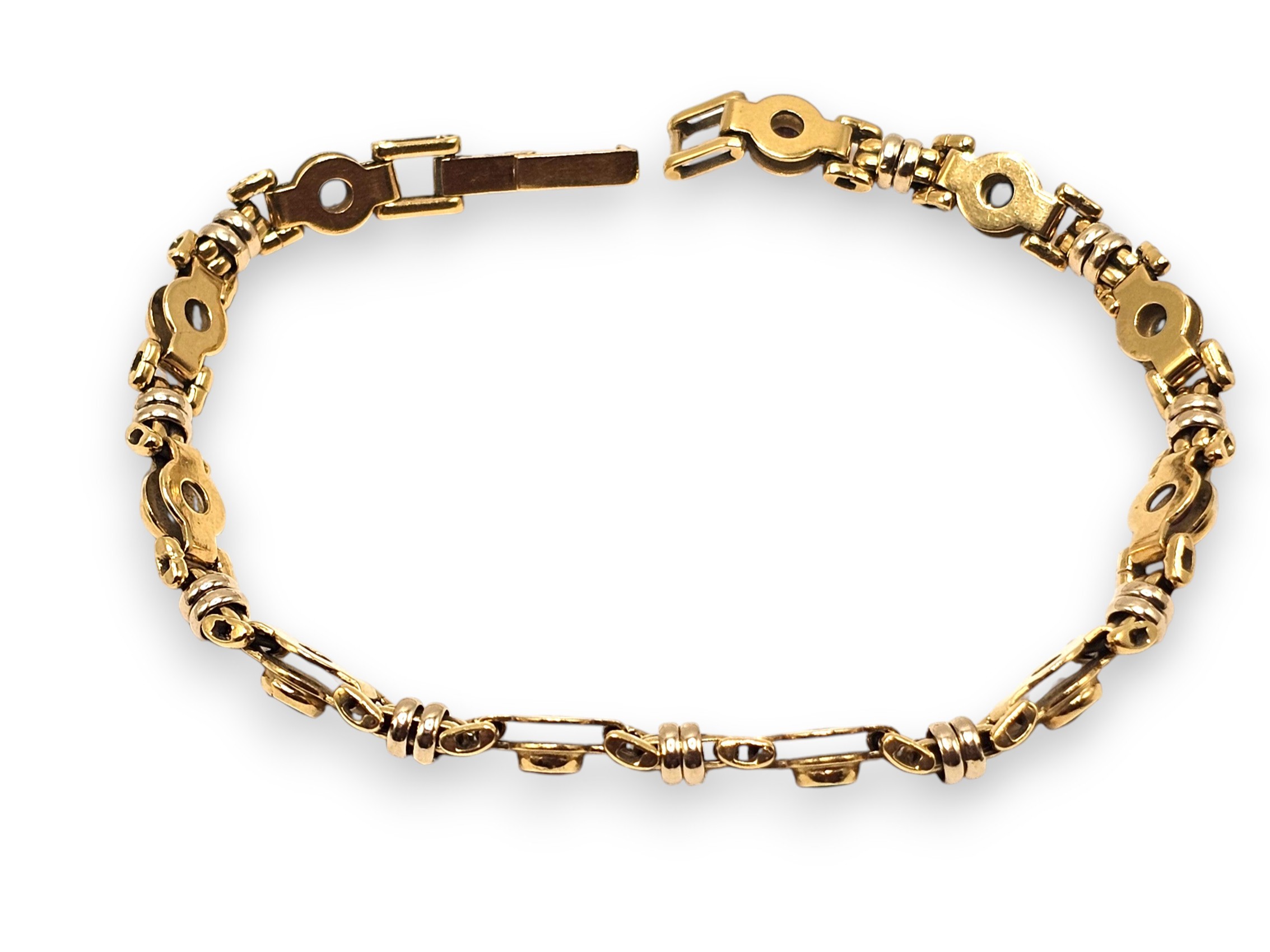 Bracciale in oro giallo 18k con zaffiri, rubini e smeraldi