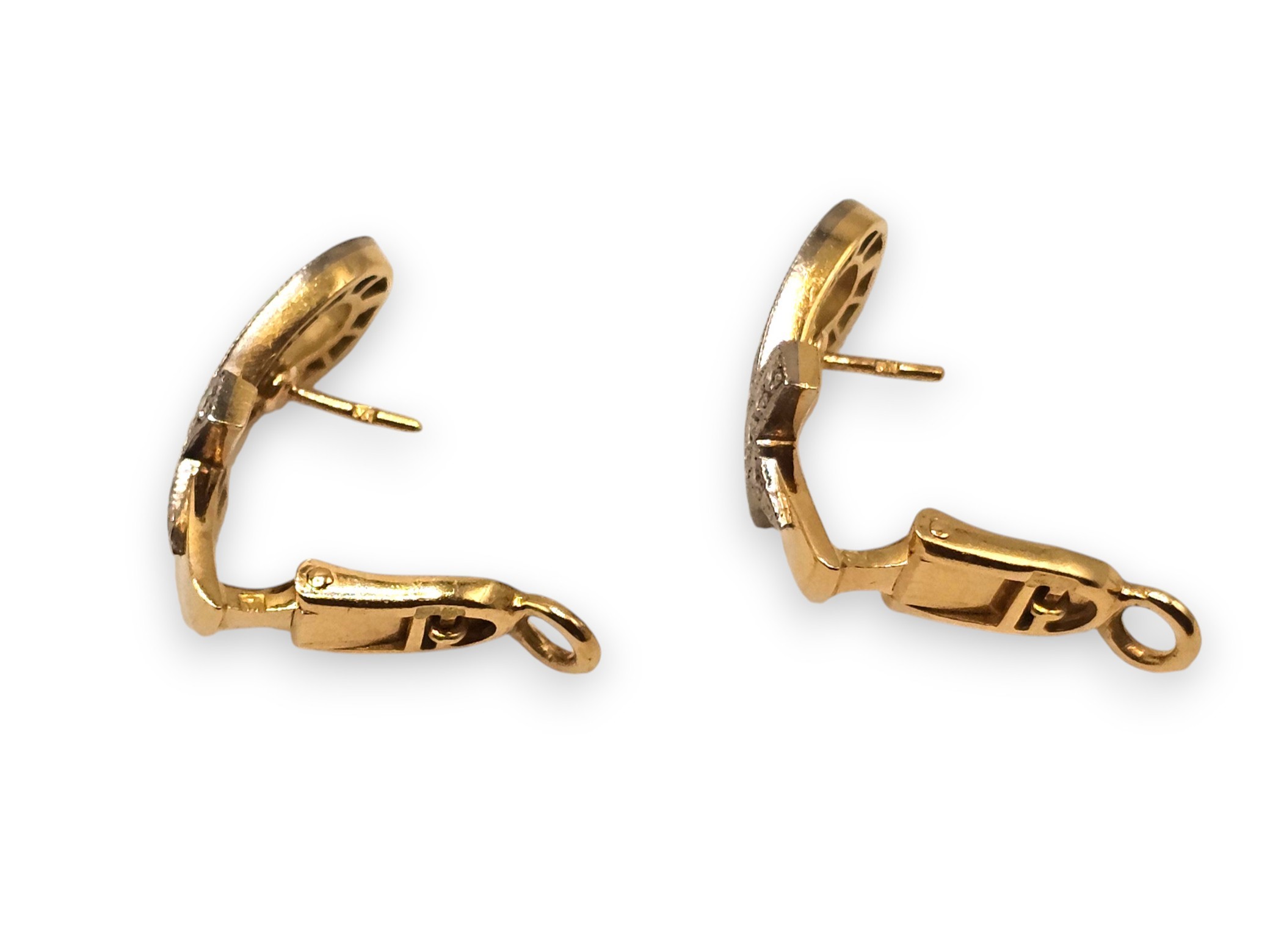 Croce egizia (Ankh), Paio di orecchini in oro 18k con diamanti
