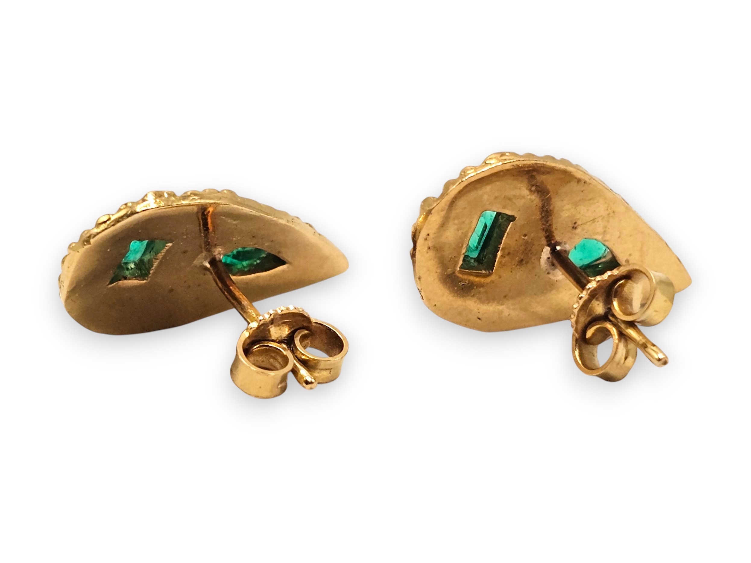 Orecchini, oro giallo 18k con smeraldi, anni '60