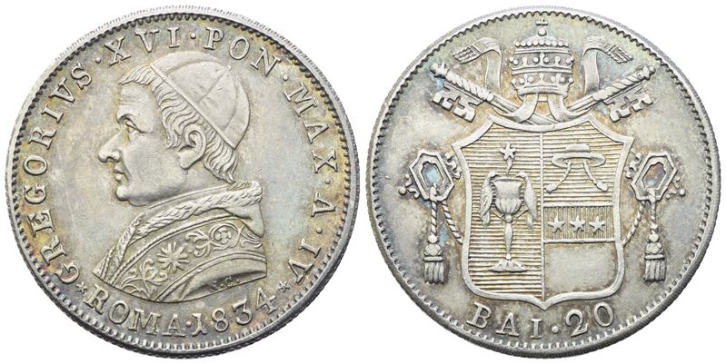 Gregorio XVI, 20 Baiocchi, 1834 (Anno IV), Stato Pontificio, Roma
