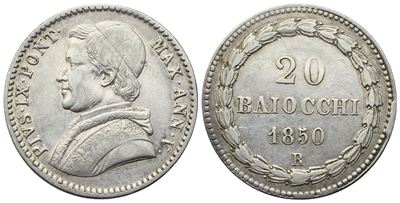 Pio IX, 20 Baiocchi (Anno V), 1850, Roma, Stato Pontificio