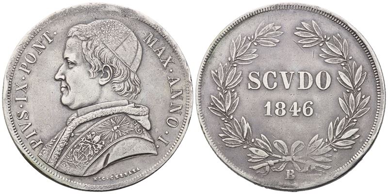 Stato Pontificio. Bologna. Pio IX (1846-1870), Scudo 1846 – Anno I; Ag (26,85 G; 37,4 MM). Bb