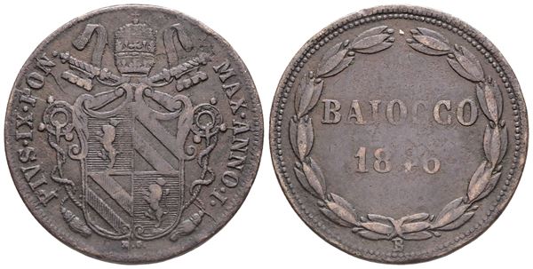 PAPAL STATES. BOLOGNA. Pius IX (1846-1870), Baiocco 1846 – Anno I; Æ (9,53 g; 30 mm)