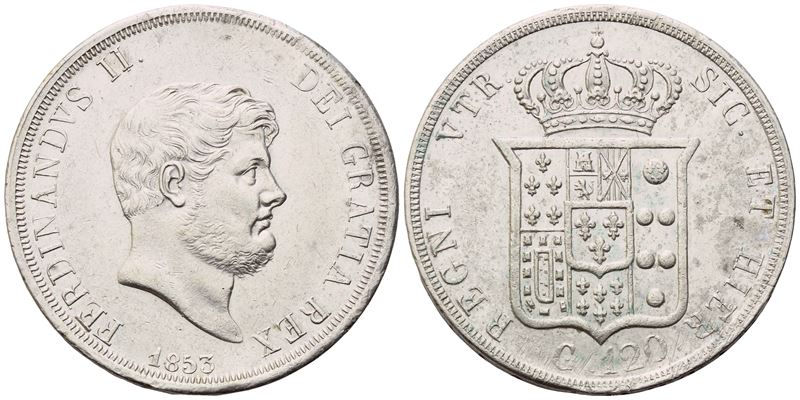 Ferdinando II di Borbone (Napoli), Piastra 1853, argento