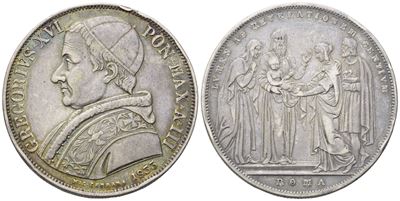 Gregrorio XVI, Scudo 1833 (Anno III) – Roma, Ag (26,32 g; 37 mm)