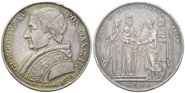 STATO PONTIFICIO. Roma. Gregorio XVI (1831-1846). Scudo 1833 – Anno III; Ag (26,32 g; 37 mm)