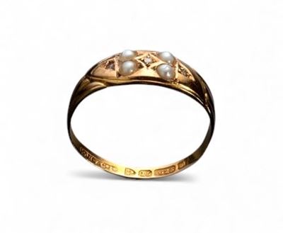 Oro 15K, anello con perline, Chester 1904-1905