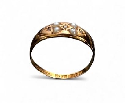 Oro 15K, anello con perline, Chester 1904-1905
