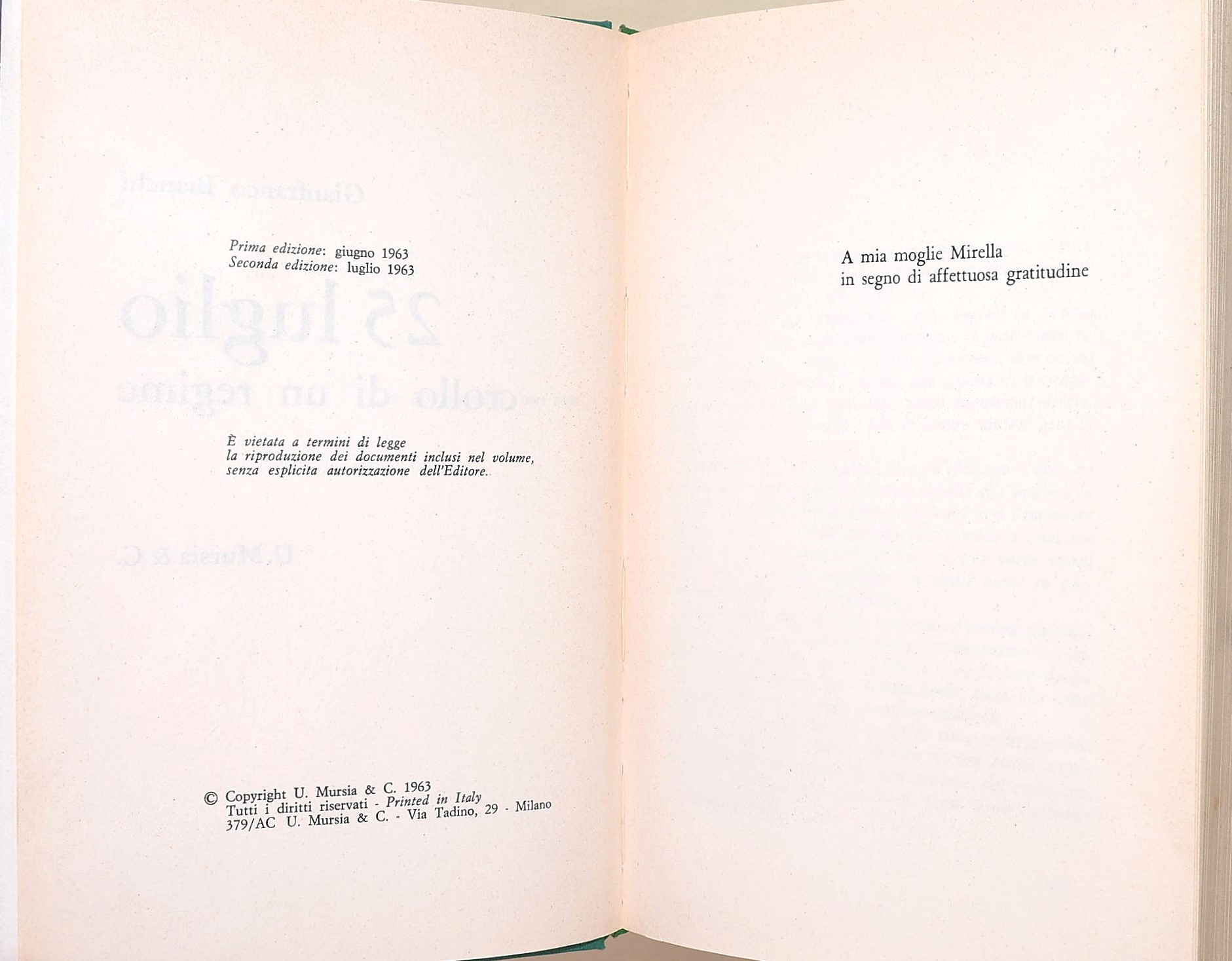 Bianchi, 25 luglio (1963). Crollo di un regime, Copertina rigida