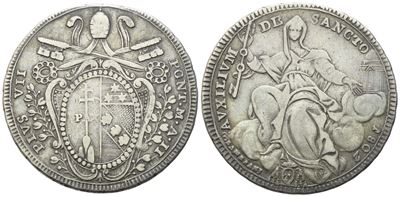 Pio VII (1800-1823), Stato Pontificio. Roma, Mezzo Scudo 1802 (Anno II) in argento