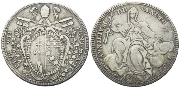 STATO PONTIFICIO. Roma. Pio VII (1800-1823). Mezzo Scudo 1802 – Anno II; Ag (13,03 g; 33,2 mm)