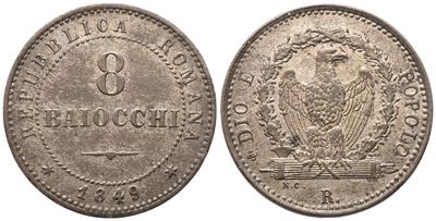 Repubblica Romana, 8 Baiocchi 1849 (Mi; 3,98 g; 22,8 mm)