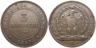 Roma, Seconda Repubblica Romana (1848-1849), 3 Baiocchi 1849