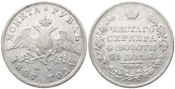RUSSIA. Nicola I (1825-1855). Rublo 1827; Ag (20,36 g; 35 mm)