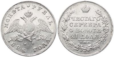 Nicola I, Rublo 1828 (San Pietroburgo), argento