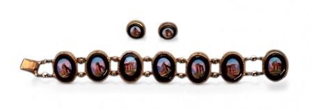 Bracciale e orecchini, in principiebocco vittoriano (Inghilterra, 1880-1890)