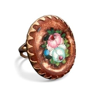 Anello in oro con micromosaico, Italia anni '50