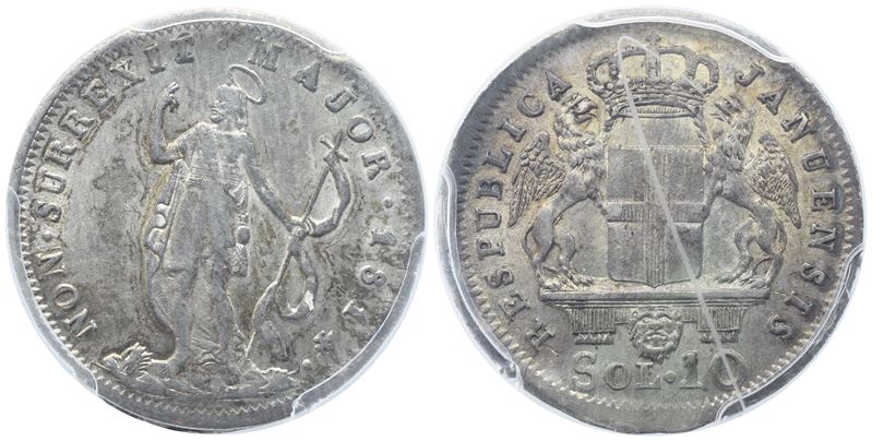 GENOVA. Repubblica. 10 Soldi 1814; Ag