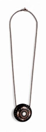 Pendente vittoriana inglese in tartaruga e piqué