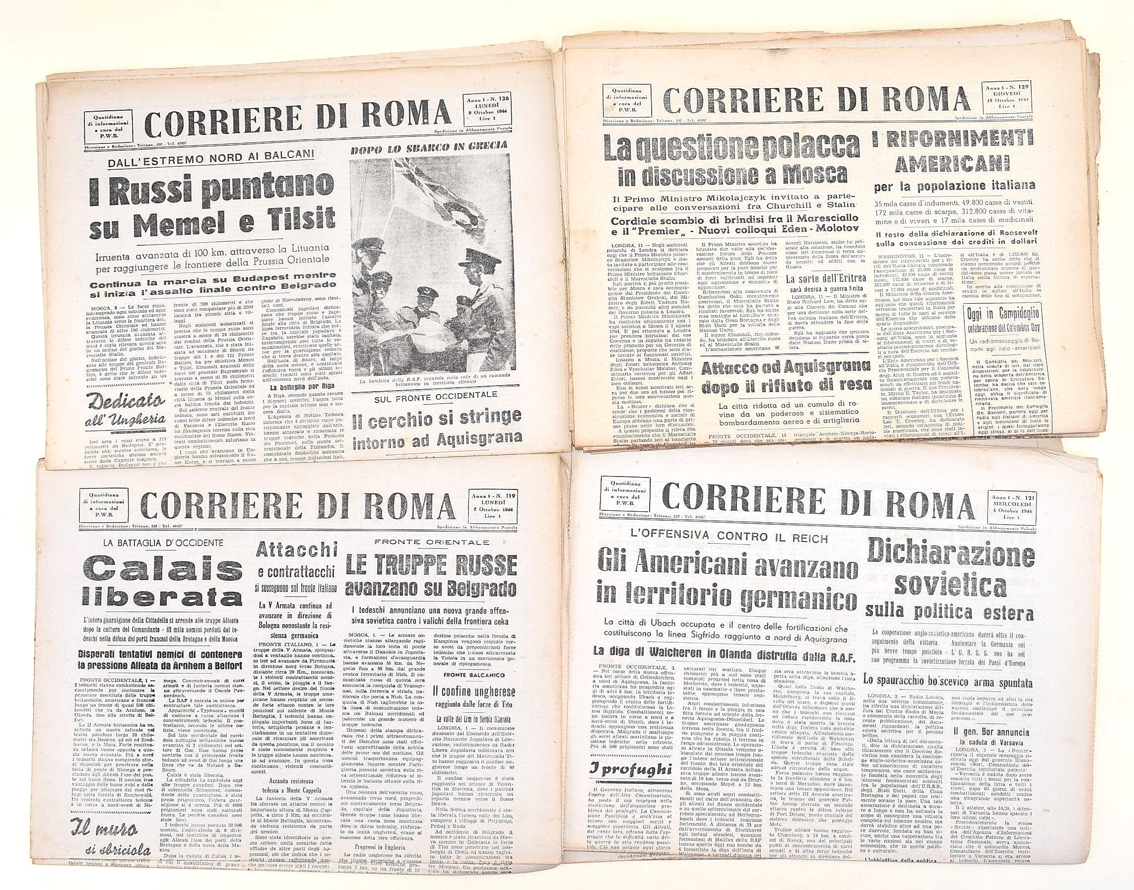 Corriere di Roma, Raccolta di 78 numeri dell'anno 1944