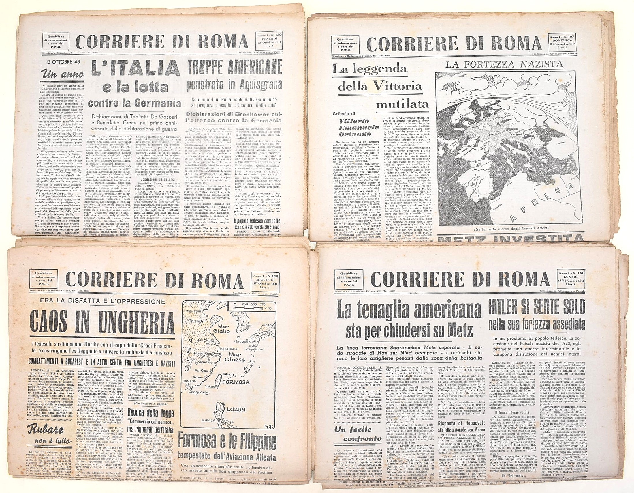 Corriere di Roma, Raccolta di 78 numeri dell'anno 1944