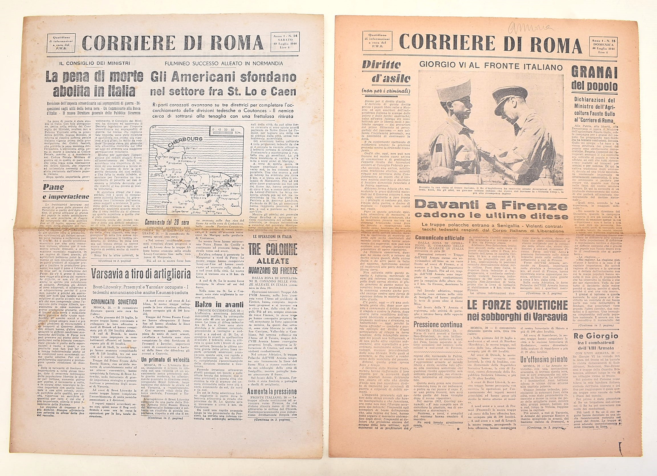 Corriere di Roma, Raccolta di 78 numeri dell'anno 1944