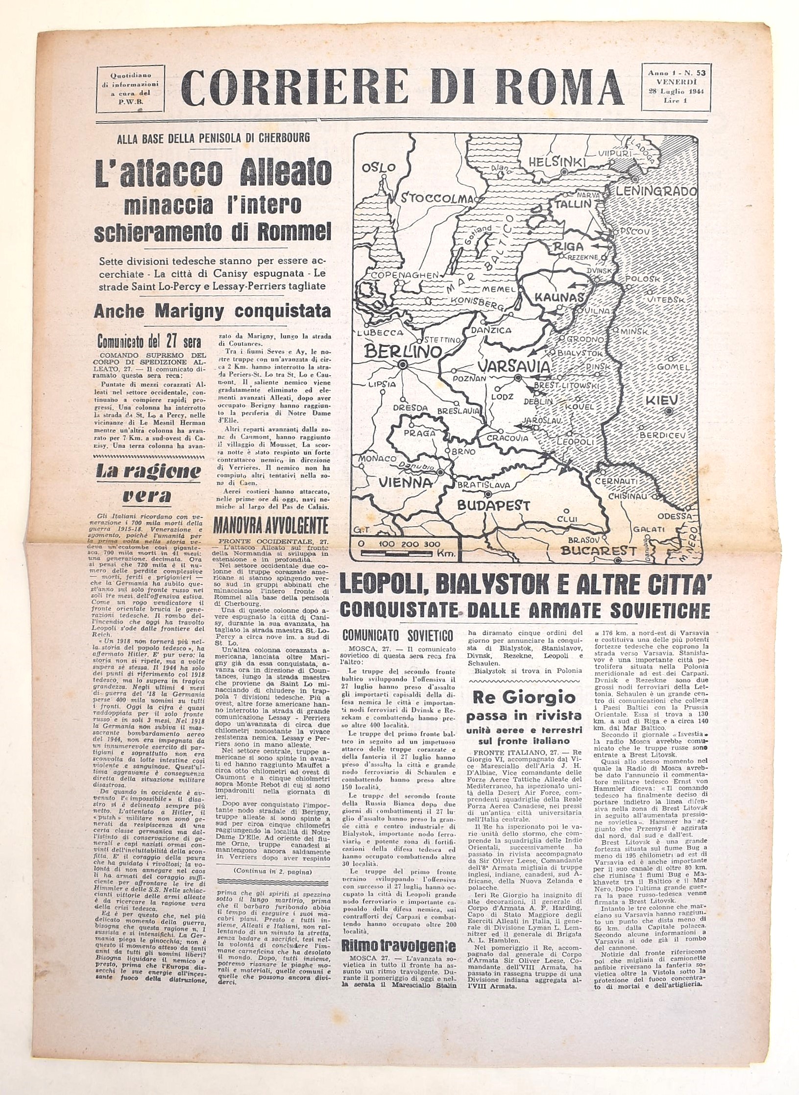 Corriere di Roma, Raccolta di 78 numeri dell'anno 1944